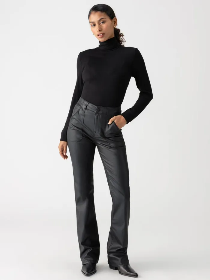 Sanctuary Clothing Tees and Tops Women Essential Turtleneck Top Black