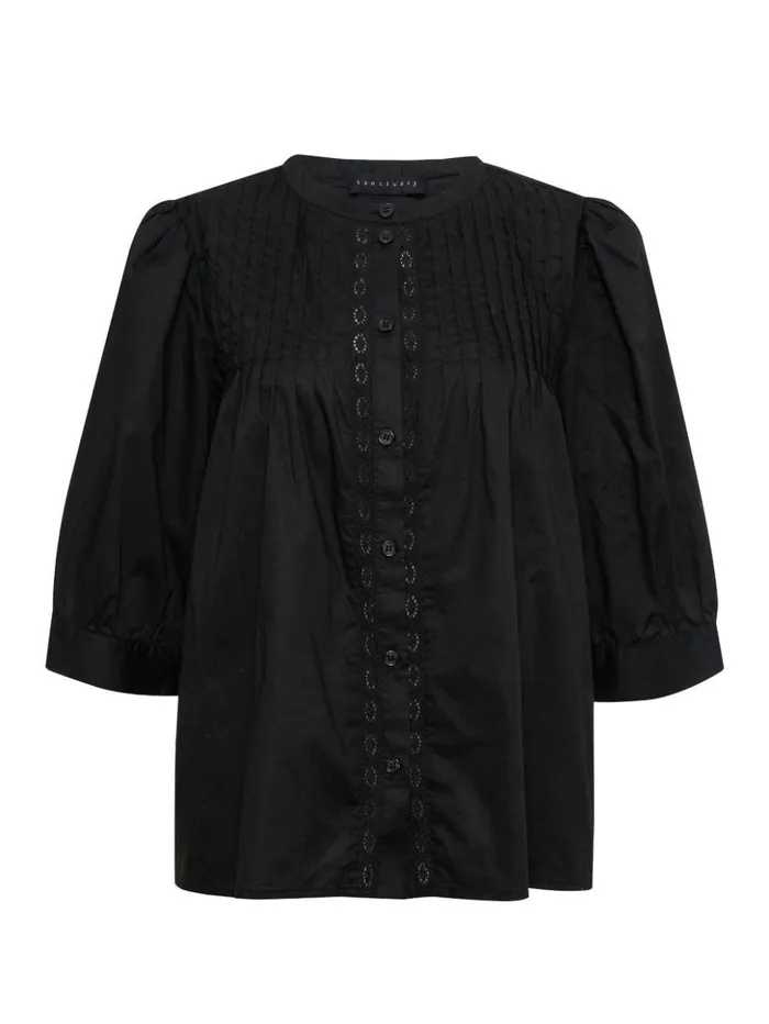 Sanctuary Clothing Tees and Tops Women Gentle Pintuck Blouse Black Sanctuary Clothing Tees and Tops Women Gentle Pintuck Blouse Black