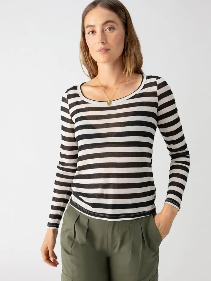 Sanctuary Clothing Tees and Tops Women Keep It Simple Tee Toasted Almond Black Stripe Sanctuary Clothing Tees and Tops Women Keep It Simple Tee Toasted Almond Black Stripe