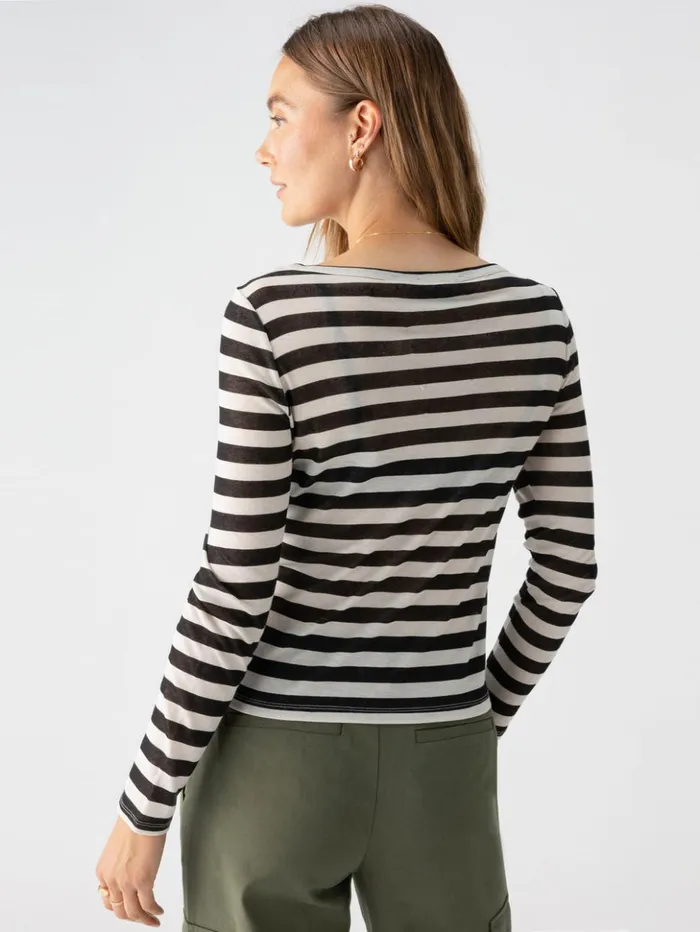 Sanctuary Clothing Tees and Tops Women Keep It Simple Tee Toasted Almond Black Stripe