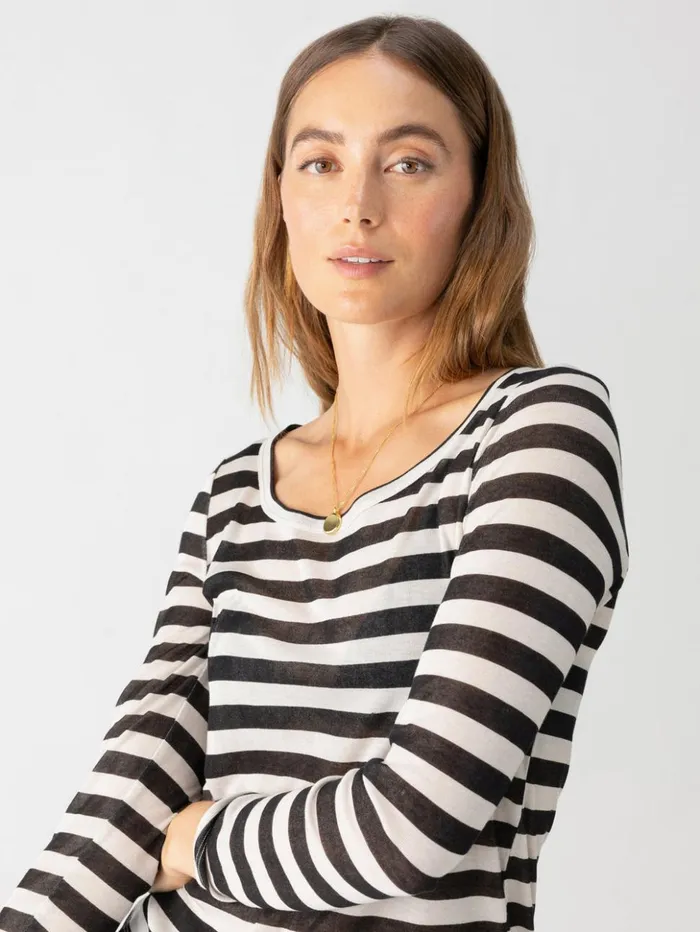 Sanctuary Clothing Tees and Tops Women Keep It Simple Tee Toasted Almond Black Stripe