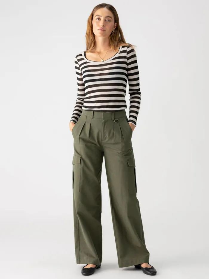 Sanctuary Clothing Tees and Tops Women Keep It Simple Tee Toasted Almond Black Stripe