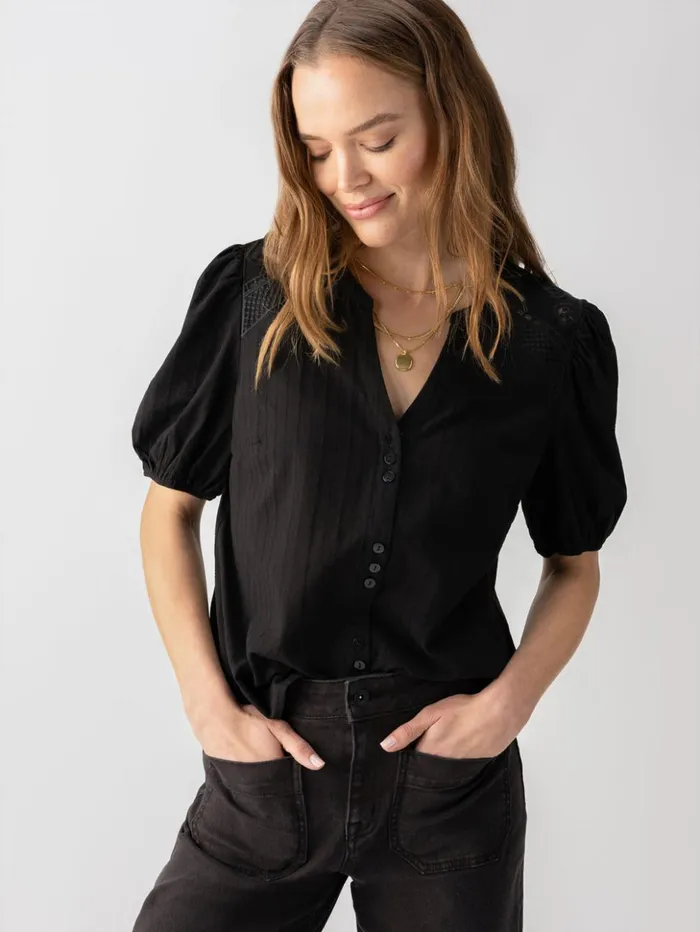 Sanctuary Clothing Tees and Tops Women Lift Me Up Blouse Black