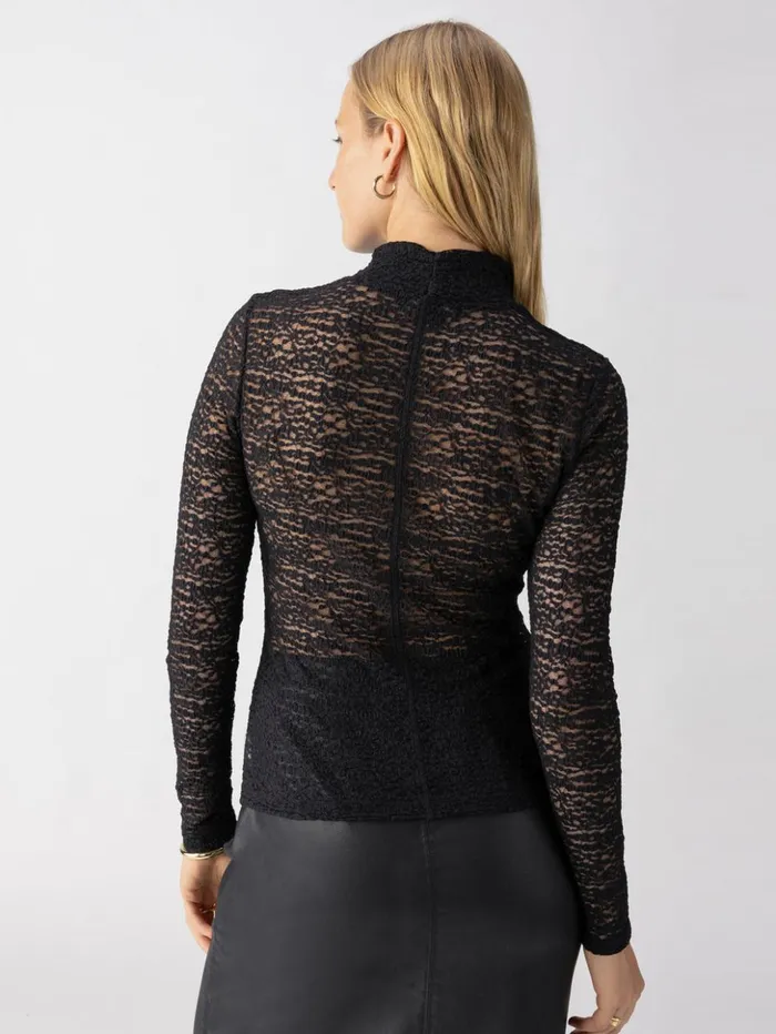 Sanctuary Clothing Tees and Tops Women Long Sleeve Textured Mock Neck Top Black Sanctuary Clothing Tees and Tops Women Long Sleeve Textured Mock Neck Top Black