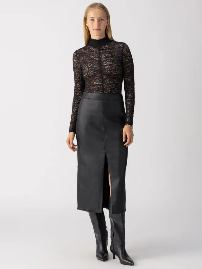 Sanctuary Clothing Tees and Tops Women Long Sleeve Textured Mock Neck Top Black Sanctuary Clothing Tees and Tops Women Long Sleeve Textured Mock Neck Top Black