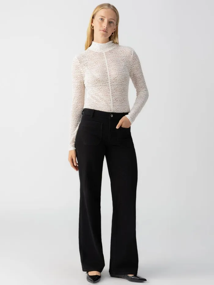 Sanctuary Clothing Tees and Tops Women Long Sleeve Textured Mock Neck Top Chalk Sanctuary Clothing Tees and Tops Women Long Sleeve Textured Mock Neck Top Chalk