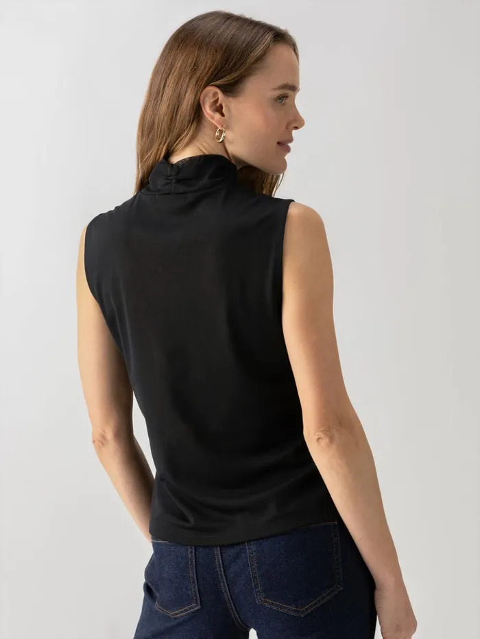 Sanctuary Clothing Tees and Tops Women Shirred Neck Mesh Tank Black Sanctuary Clothing Tees and Tops Women Shirred Neck Mesh Tank Black
