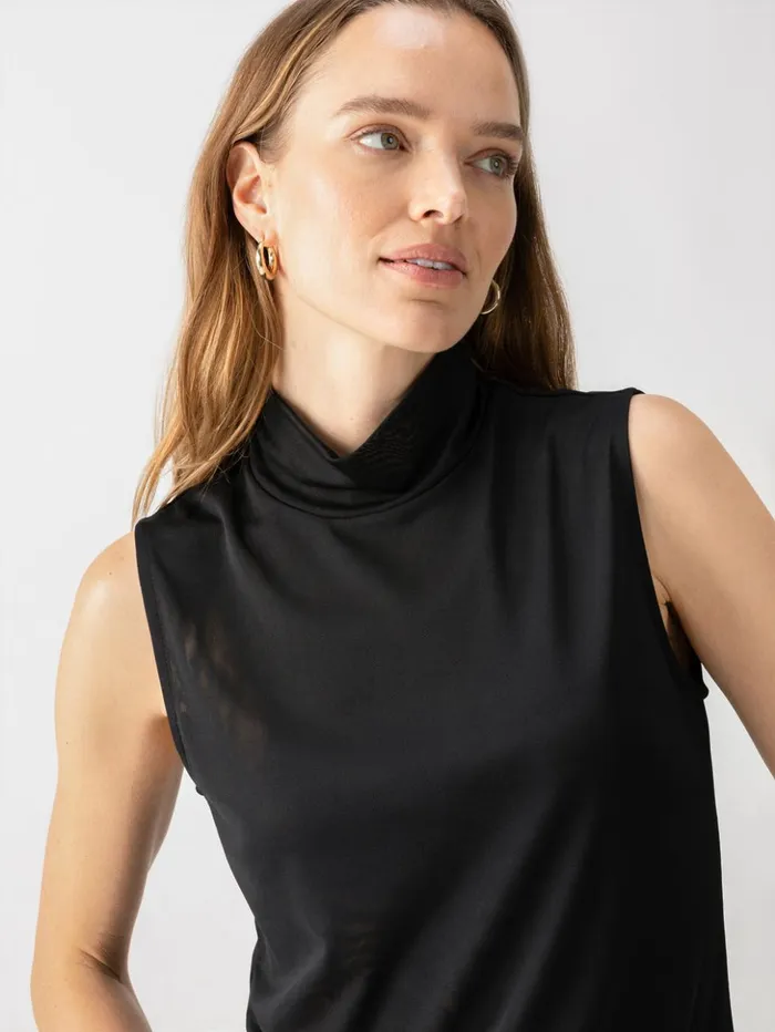 Sanctuary Clothing Tees and Tops Women Shirred Neck Mesh Tank Black Sanctuary Clothing Tees and Tops Women Shirred Neck Mesh Tank Black