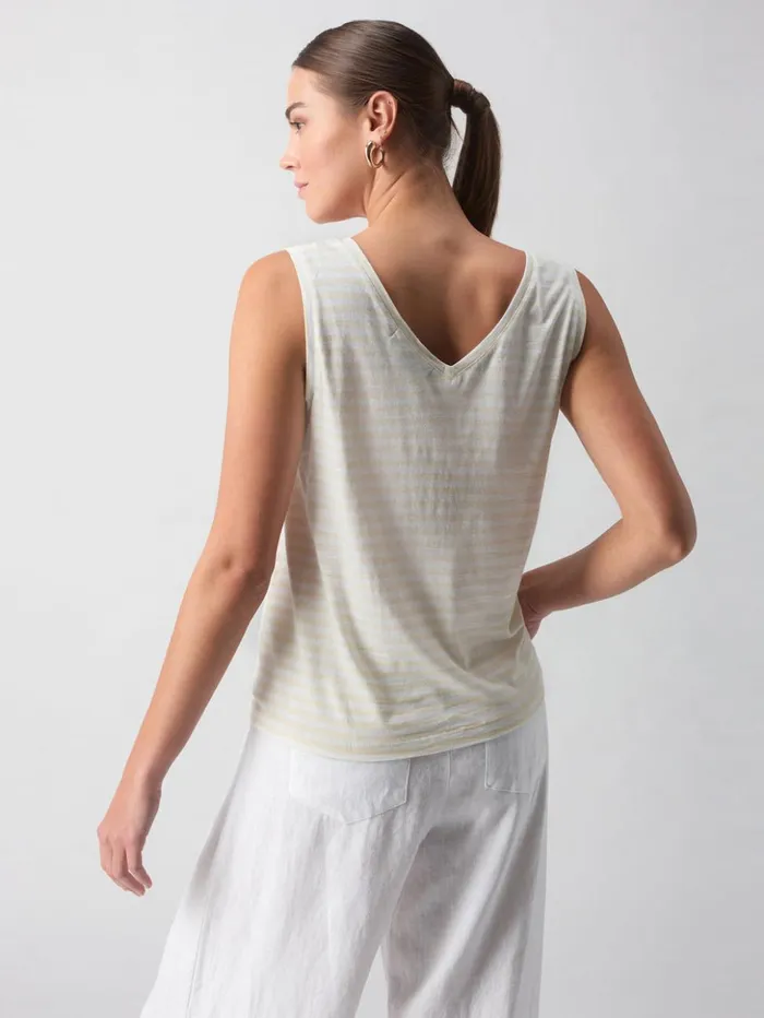 Sanctuary Clothing Tees and Tops Women VNeck Tie Tank White Birch Stripe Sanctuary Clothing Tees and Tops Women VNeck Tie Tank White Birch Stripe