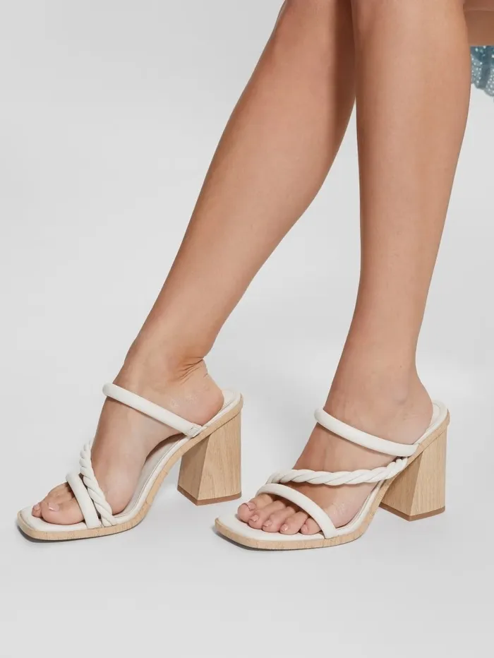 Sandals Barper Strappy Wooden Heel Sandals Wht Floral GUESS Women