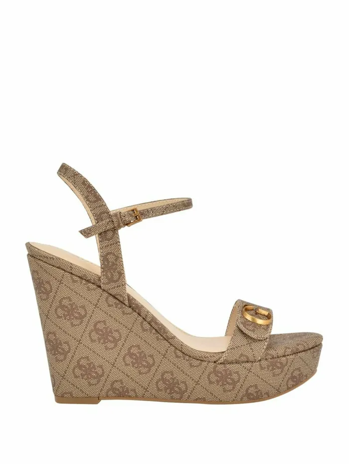 Sandals GUESS Women Himifa Shimmer Metallic G Wedge Sandals Medium Brown