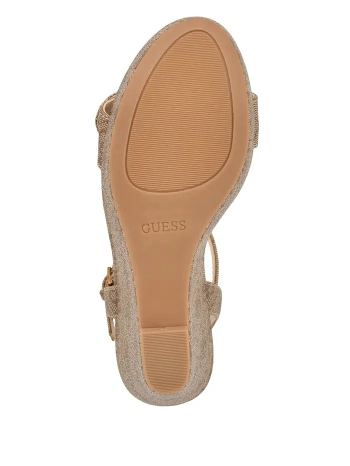Sandals GUESS Women Himifa Shimmer Metallic G Wedge Sandals Medium Brown