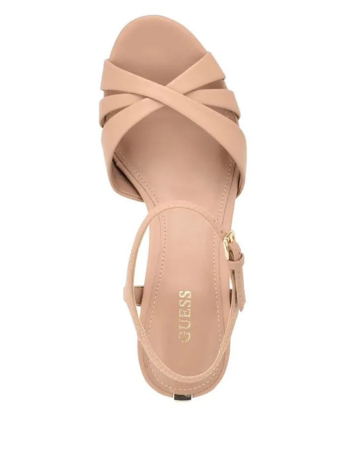 Sandals Women GUESS Haylo Crisscross Platform Block Heels Medium Natural 101 Sandals Women GUESS Haylo Crisscross Platform Block Heels Medium Natural 101