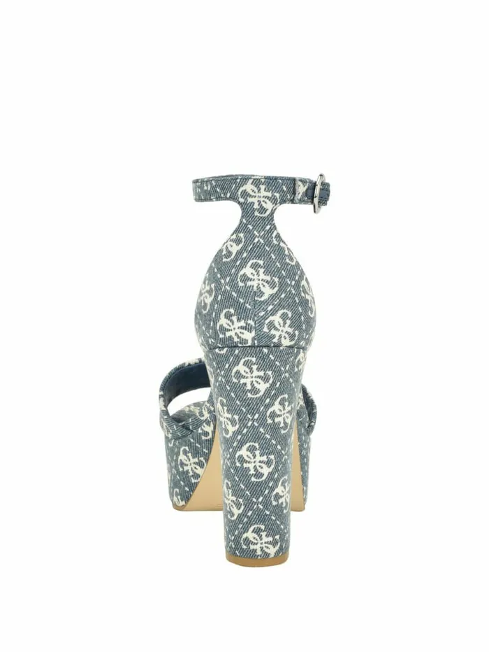 Sandals Women Setone Denim Quattro G Platform Heels Denim Tie Dye GUESS