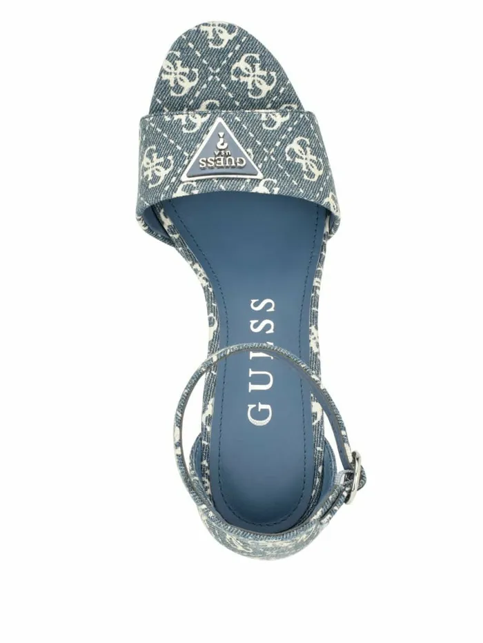 Sandals Women Setone Denim Quattro G Platform Heels Denim Tie Dye GUESS