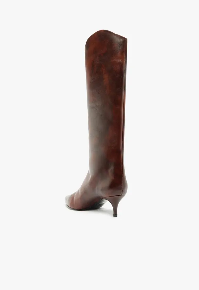 Schutz Shoes Boots Maryana Lo Leather Boot Brown 8211 Women