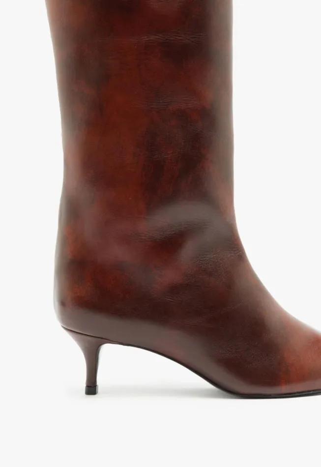 Schutz Shoes Boots Maryana Lo Leather Boot Brown 8211 Women
