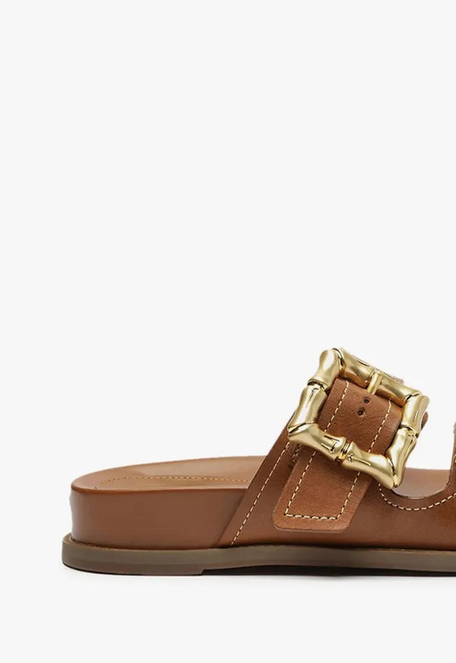 Schutz Shoes Flats Enola Sporty Leather Sandal New Wood 8211 Women