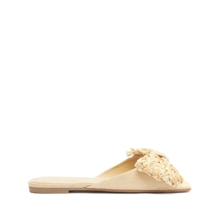 Schutz Shoes Flats Lienne Straw Flat Sandal Beige 8211 Women