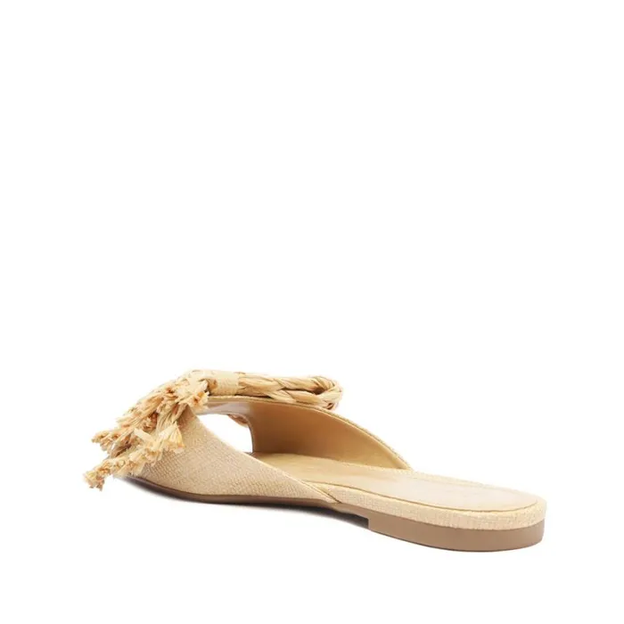 Schutz Shoes Flats Lienne Straw Flat Sandal Beige 8211 Women