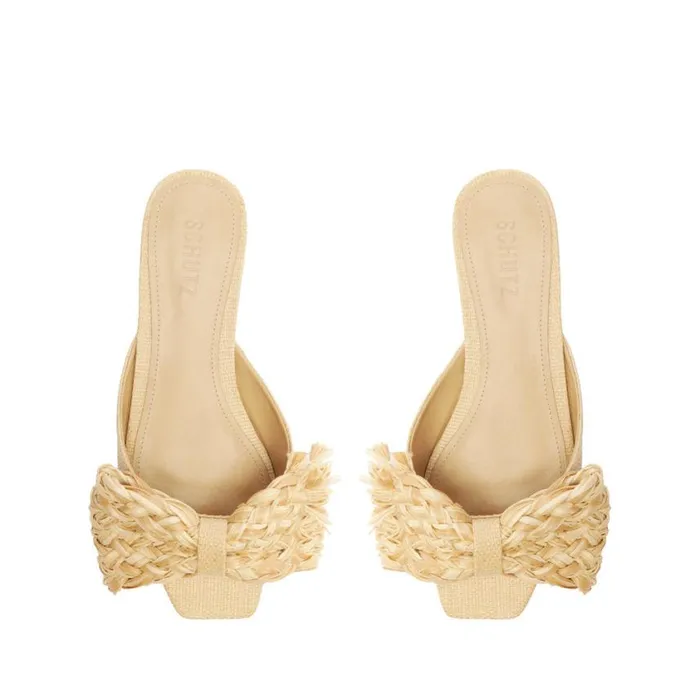 Schutz Shoes Flats Lienne Straw Flat Sandal Beige 8211 Women