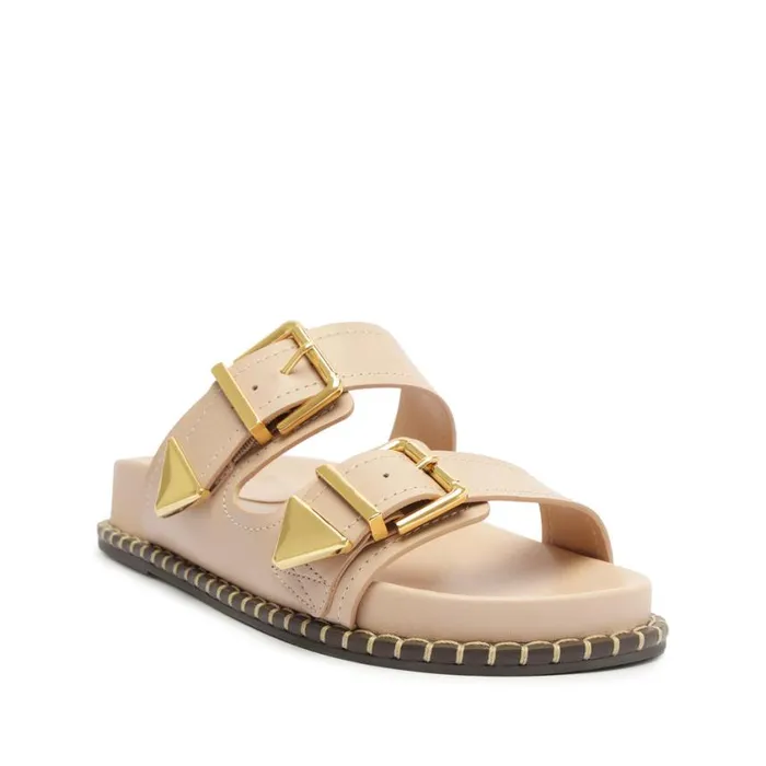 Schutz Shoes Flats Naomi Sporty Leather Sandal Beige 8211 Women