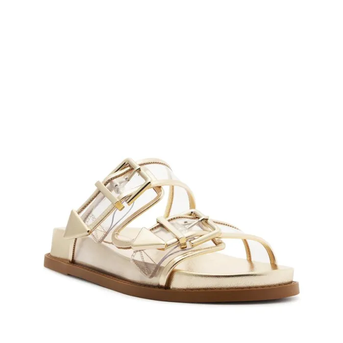 Schutz Shoes Flats Naomi Sporty Vinyl and Metallic Sandal Gold 8211 Women