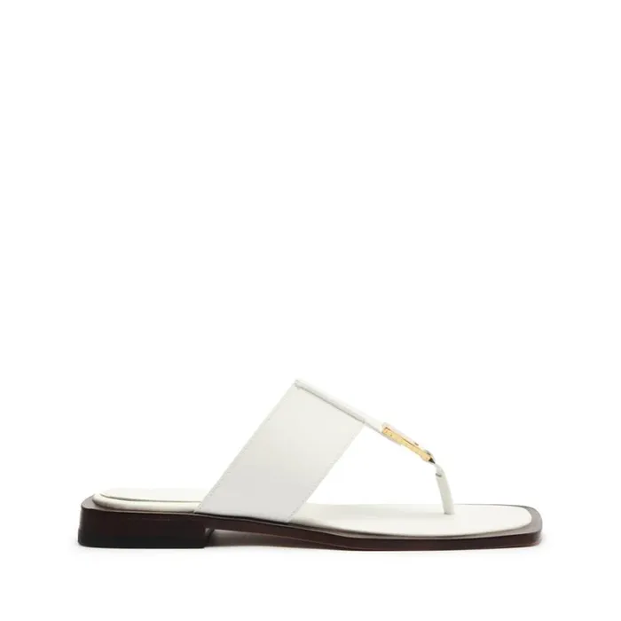 Schutz Shoes Flats Salma Leather Flat Sandal White 8211 Women