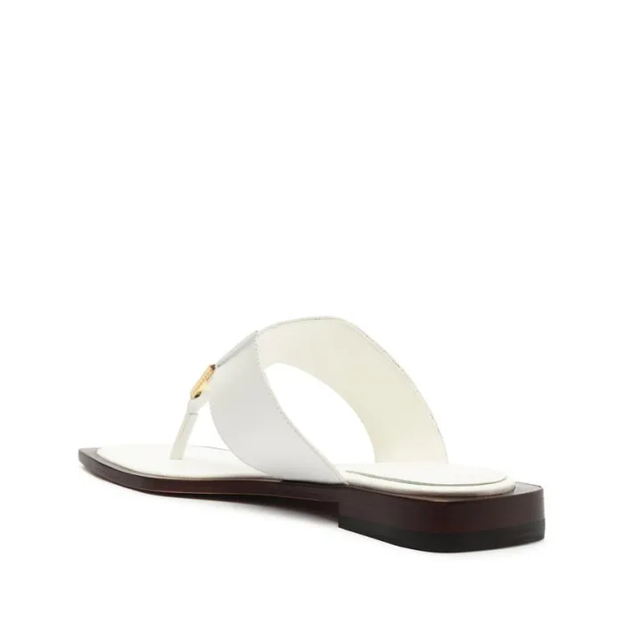 Schutz Shoes Flats Salma Leather Flat Sandal White 8211 Women