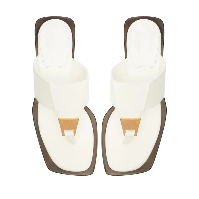 Schutz Shoes Flats Salma Leather Flat Sandal White 8211 Women