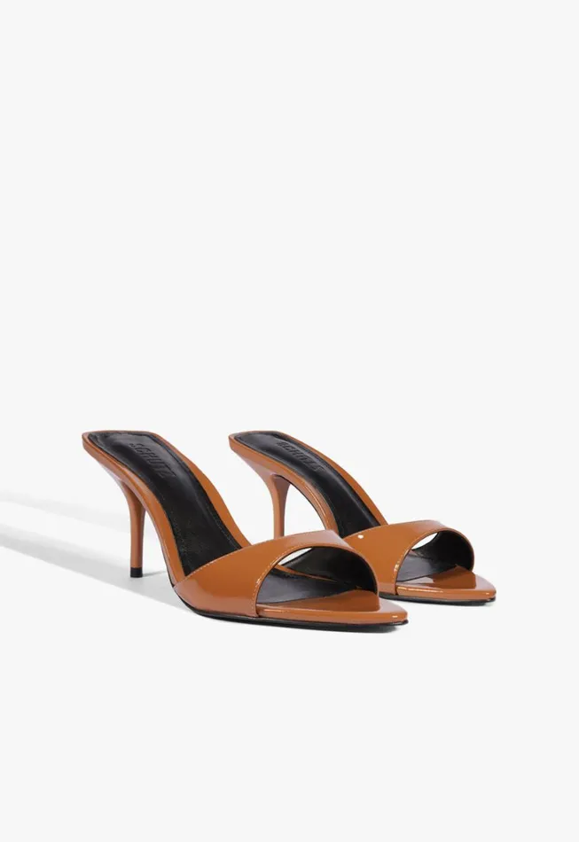 Schutz Shoes Mules Elodie Patent Leather Sandal Honey Peach 8211 Women