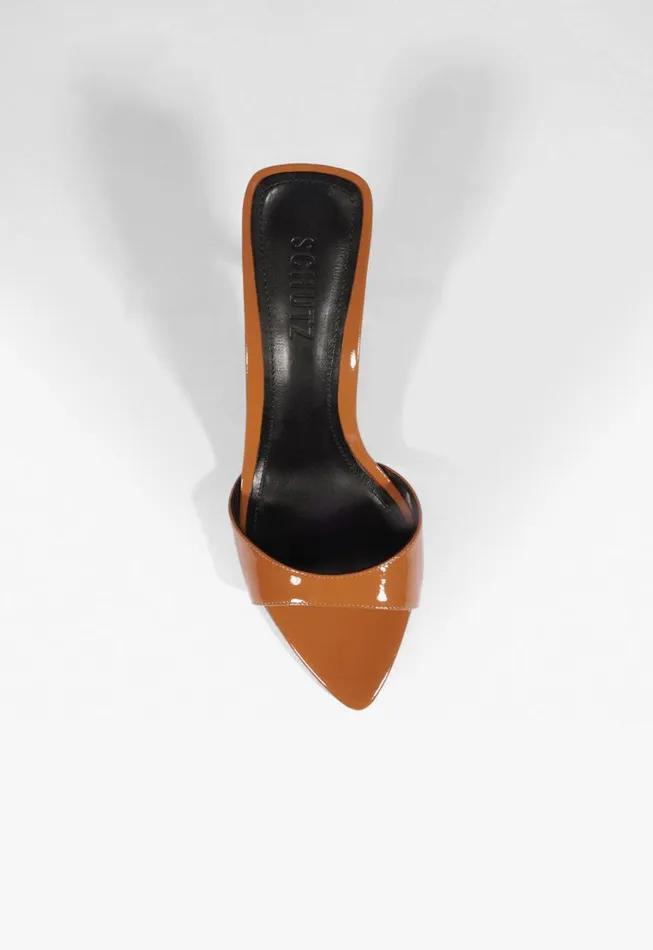 Schutz Shoes Mules Elodie Patent Leather Sandal Honey Peach 8211 Women