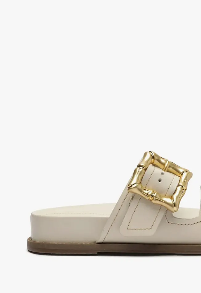 Schutz Shoes Mules Enola Sporty Leather Sandal Pearl 8211 Women