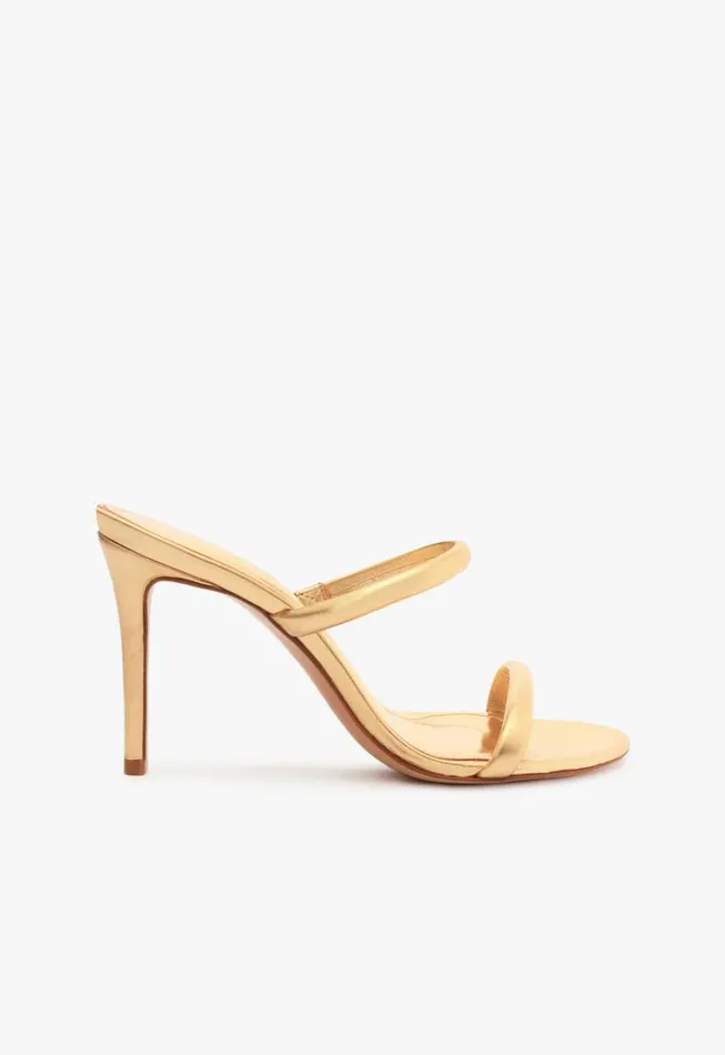 Schutz Shoes Mules Taliah Metallic Leather Sandal Gold 8211 Women