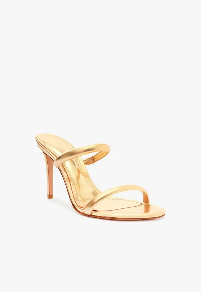 Schutz Shoes Mules Taliah Metallic Leather Sandal Gold 8211 Women