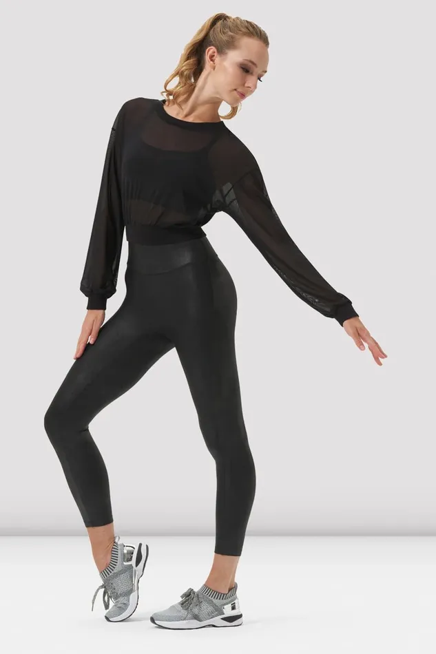 Separates Adult Ladies Remi Mesh Long Sleeve Top Black Bloch