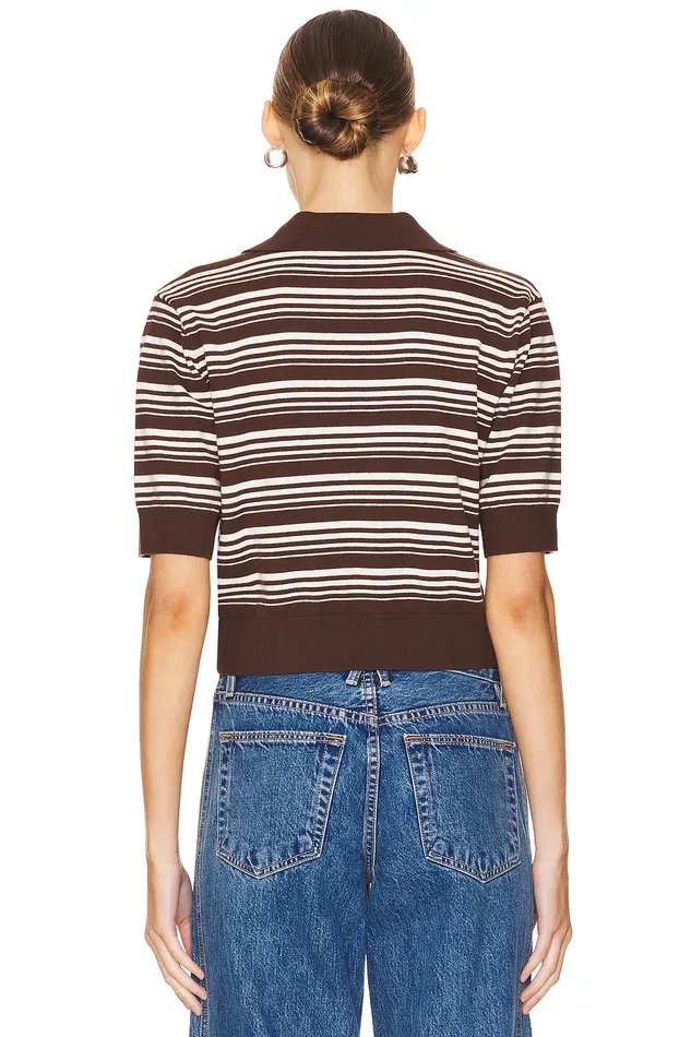 Sheeva Stripe Polo Brown and Ivory Women Lovers and Friends Tops