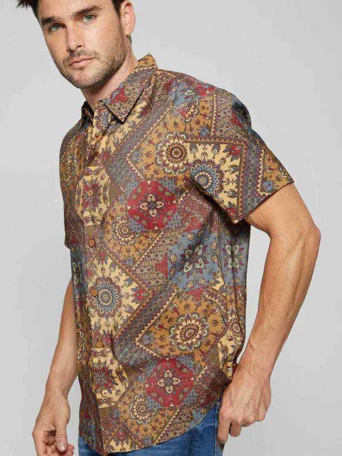 Shirts Eco Sandwash Shashiko Shirt Free Spirit Shashiko Red 8211 GUESS Men