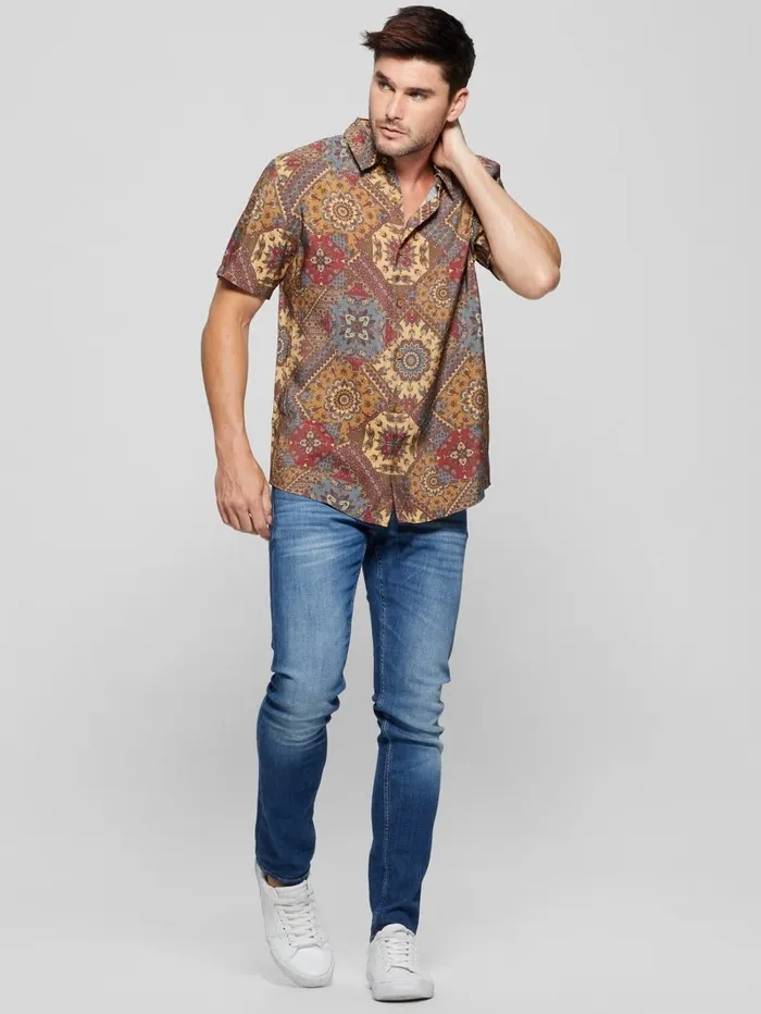 Shirts Eco Sandwash Shashiko Shirt Free Spirit Shashiko Red 8211 GUESS Men Shirts Eco Sandwash Shashiko Shirt Free Spirit Shashiko Red 8211 GUESS Men
