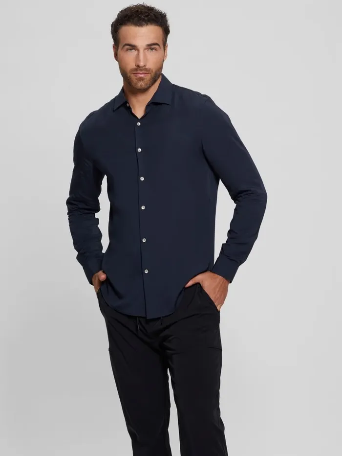 Shirts Eco Sunset LongSleeve Shirt Bleu lgant 8211 GUESS Men