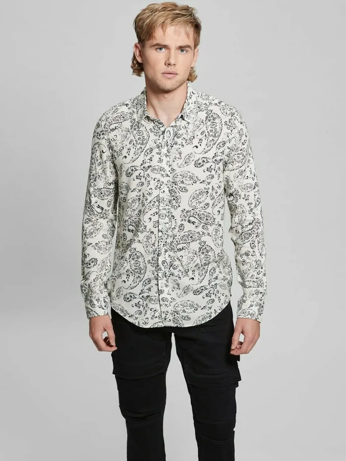 Shirts Eco Vintage Paisley Shirt Vintage Paisley Salt Whit 8211 GUESS Men
