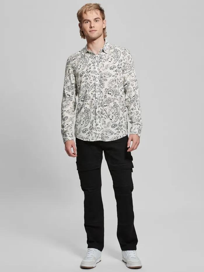 Shirts Eco Vintage Paisley Shirt Vintage Paisley Salt Whit 8211 GUESS Men Shirts Eco Vintage Paisley Shirt Vintage Paisley Salt Whit 8211 GUESS Men