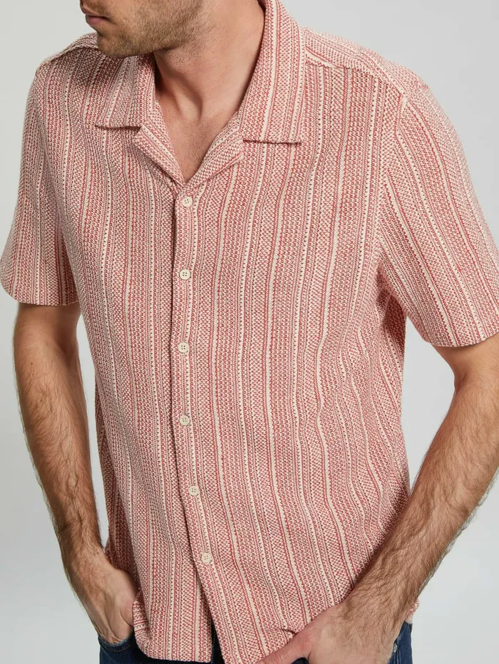Shirts GUESS Men Mojave Jacquard Knit Shirt Cranberry Splash Multi