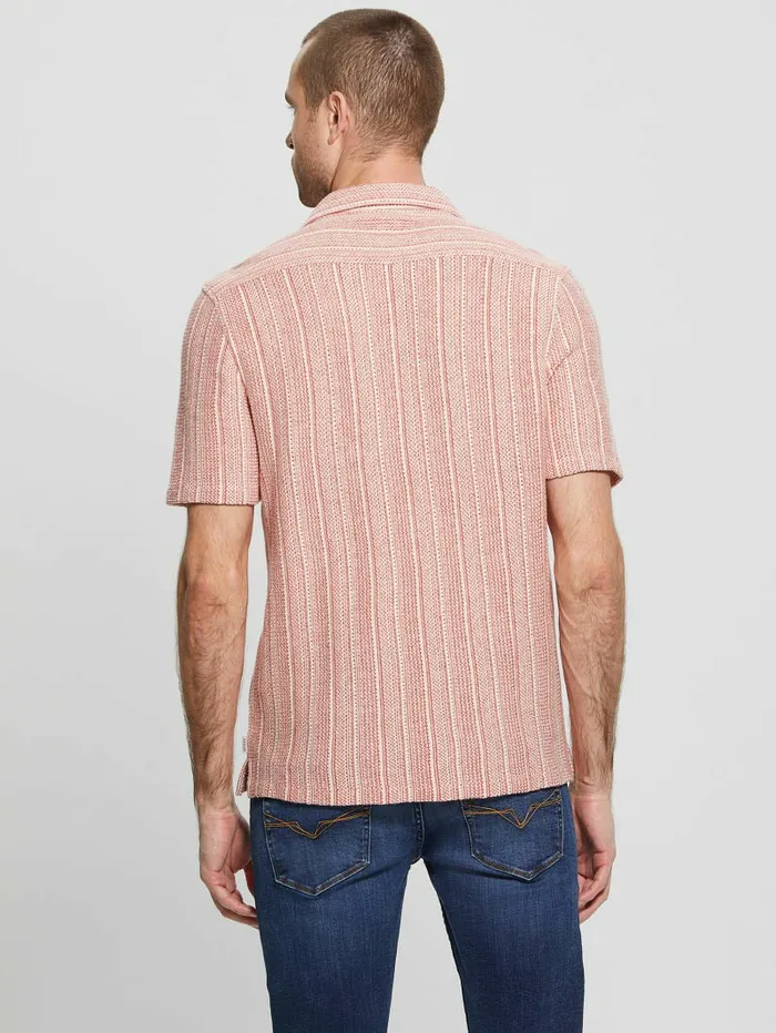Shirts GUESS Men Mojave Jacquard Knit Shirt Cranberry Splash Multi