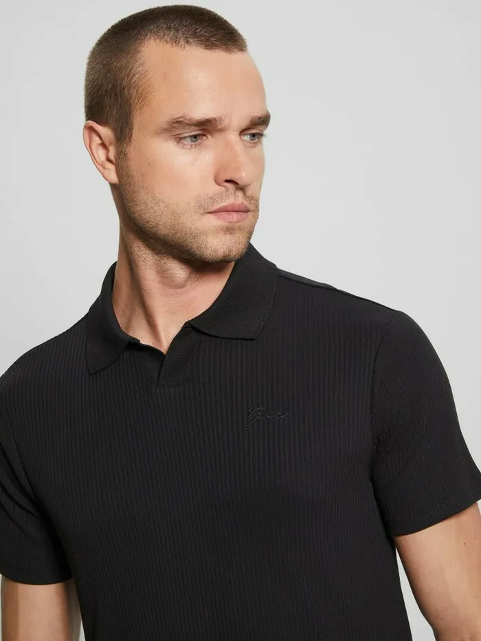 Shirts GUESS Men Newport Ribbed Polo Black