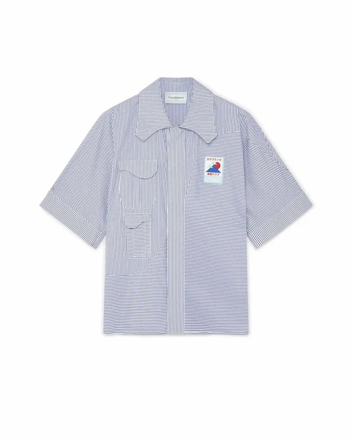 Shirts Men Casablanca Paris Blue Pinstripe Cotton Shirt