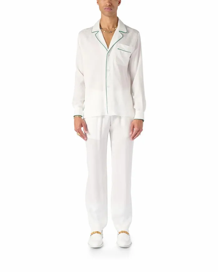 Shirts Men Casablanca Paris Monogram Pyjama Silk Shirt Shirts Men Casablanca Paris Monogram Pyjama Silk Shirt