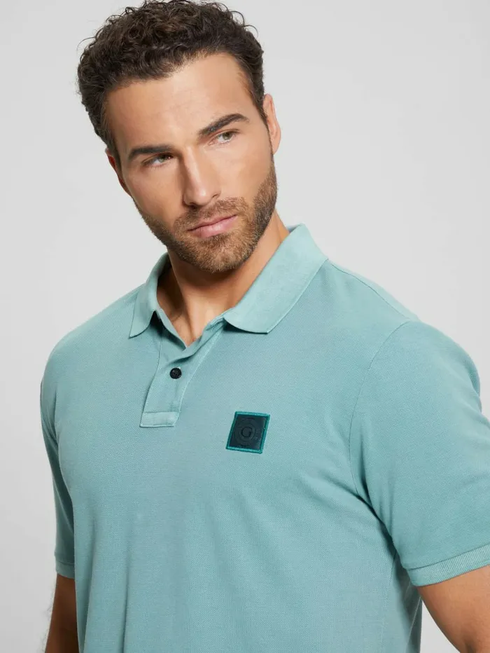 Shirts Men Eco Washed Polo Dark Jade GUESS