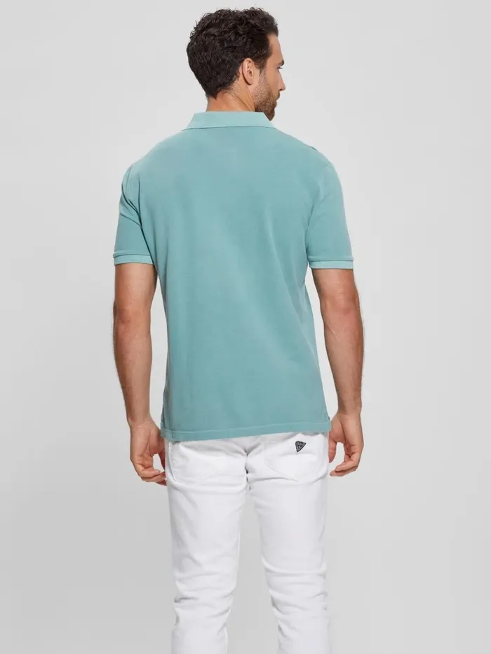 Shirts Men Eco Washed Polo Dark Jade GUESS Shirts Men Eco Washed Polo Dark Jade GUESS