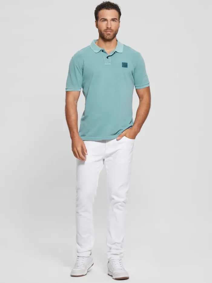 Shirts Men Eco Washed Polo Dark Jade GUESS Shirts Men Eco Washed Polo Dark Jade GUESS